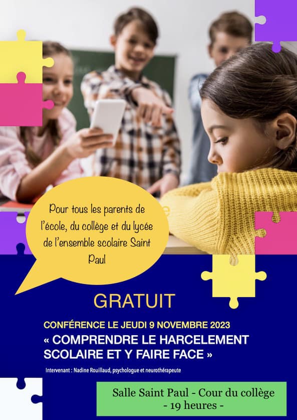 Affiche lutte conférence "lutte contre le harcèlement scolaire