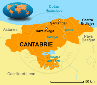 Santander, carte de la Cantabrie