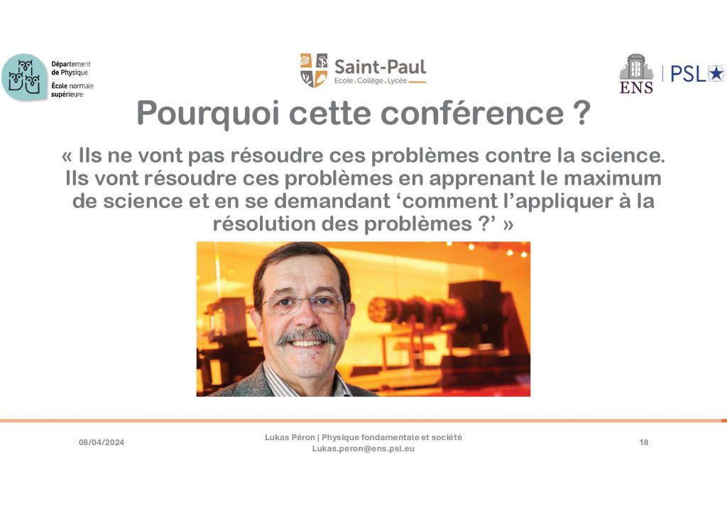 Pourquoi la conférence de Physique quantique ?