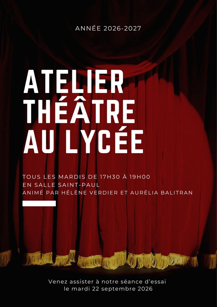 Affiche reprise atelier théâtre lycée